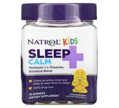 Natrol, Kids, Sleep + Calm, Strawberry, Ages 4 + Up, 60 Gummies