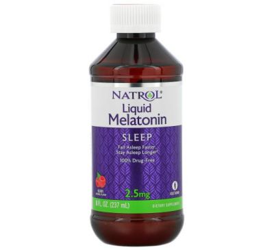 Natrol, жидкий мелатонин, для сна, ягодный вкус, 2.5 мг, 237 мл (8 жидк. унций)