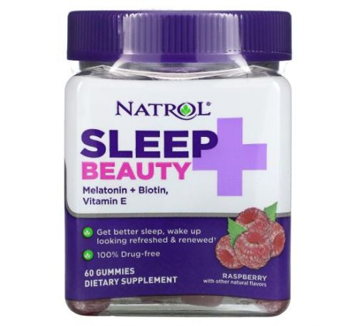 Natrol, Sleep + Beauty, Raspberry, 60 Gummies