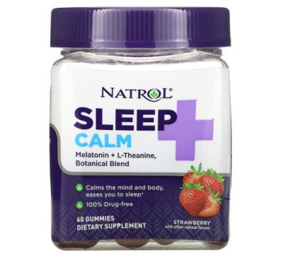 Natrol, Sleep + Calm, Strawberry, 60 Gummies