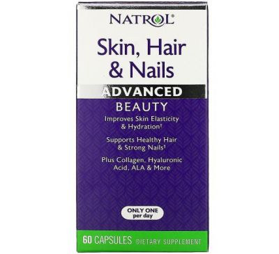 Natrol, добавка для шкіри, волосся та нігтів, довершена краса, 60 капсул
