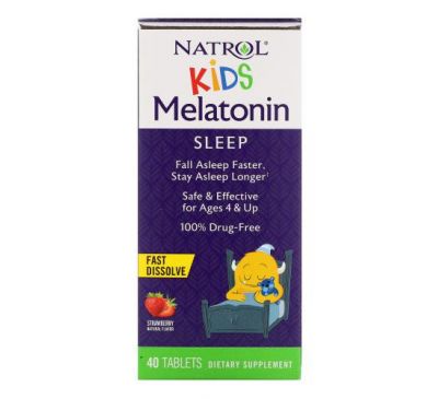 Natrol, мелатонін, для дітей від 4 років, зі смаком полуниці, 40 таблеток
