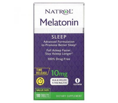 Natrol, мелатонін, для покращення сну, з повільним вивільненням, 10 мг, 100 таблеток