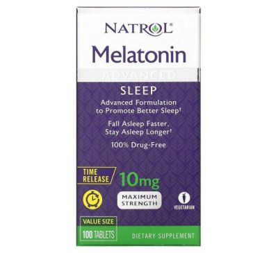 Natrol, мелатонін, для покращення сну, з повільним вивільненням, 10 мг, 100 таблеток