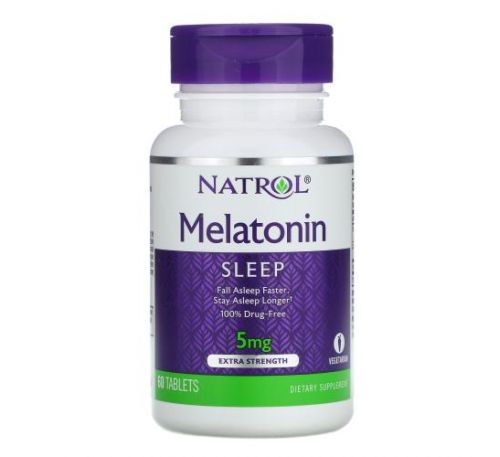 Natrol, мелатонін, посилена дія, 5 мг, 60 таблеток