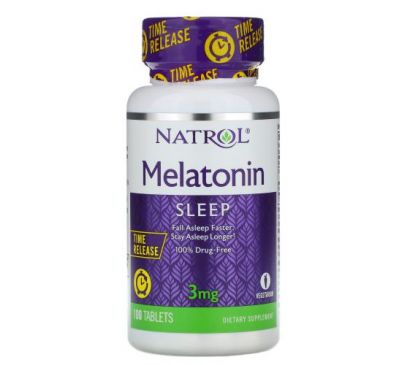 Natrol, мелатонін із повільним вивільненням, 3 мг, 100 таблеток
