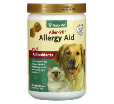 NaturVet, Aller-911, Allergy Aid Plus Antioxidants, 180 Soft Chews, 13.9 oz (396 g)