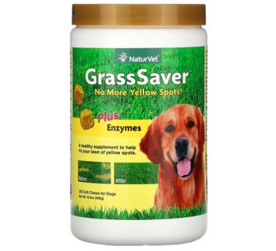 NaturVet, GrassSaver Plus Enzymes для собак, 240 жевательных таблеток, 480 г (16,9 унции)