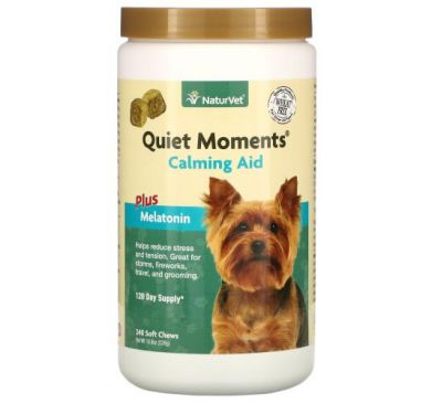NaturVet, Quiet Moments, Calming Aid Plus Melatonin, 240 Soft Chews, 18.6 oz (528 g)
