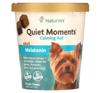 NaturVet, Quiet Moments, Calming Aid Plus Melatonin, 70 Soft Chews