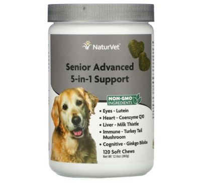 NaturVet, Улучшенная поддержка 5-в-1 для пожилых людей, 120 жевательных таблеток, 360 г (12,6 унции)