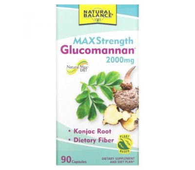 Natural Balance, Glucomannan, глюкоманнан максимальной силы действия, 666 мг, 90 капсул