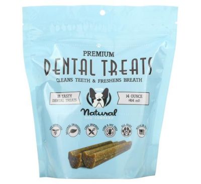 Natural Dog Company, Dental Treats, очищает зубы и освежает дыхание, 18 вкусных лакомств для зубов, 414 мл (14 унций)