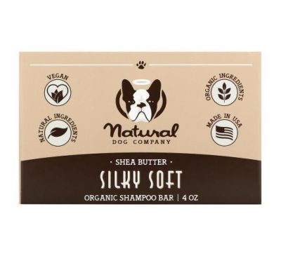 Natural Dog Company, Organic Shampoo Bar Soap, Silky Soft, Shea Butter, 4 oz