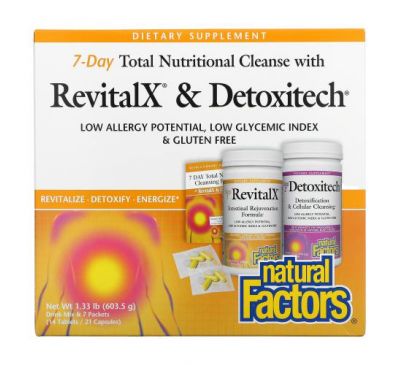 Natural Factors, 7-Day Total Nutritional Cleansing with RevitalX & Detoxitech, 1.33 lb (603.5 g)