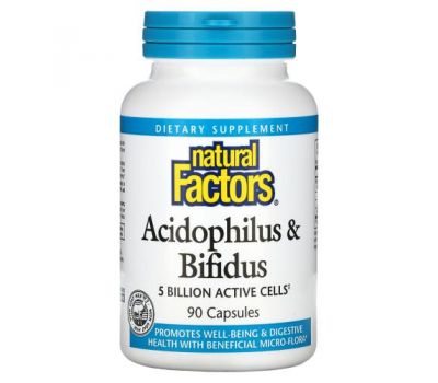 Natural Factors, Acidophilus & Bifidus, 5 Billion, 90 Capsules