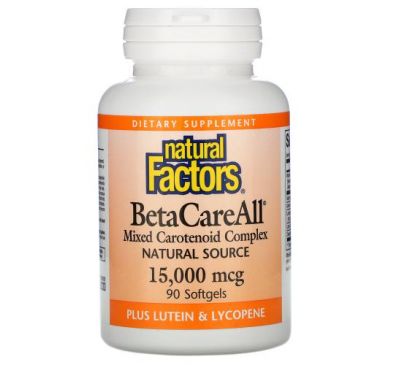 Natural Factors, BetaCareAll, 15 000 мкг, 90 капсул