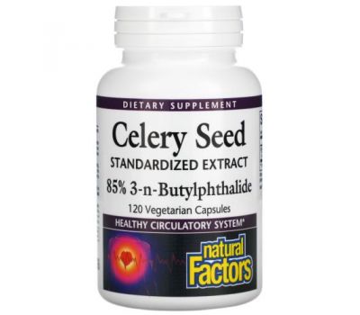 Natural Factors, Celery Seed Standardized Extract, 120 Vegetarian Capsules