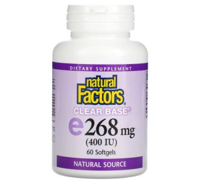 Natural Factors, Clear Base Vitamin E, 268 mg (400 IU), 60 Softgels