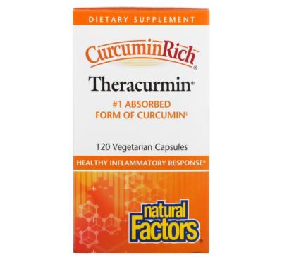 Natural Factors, CurcuminRich, Theracurmin, куркумин, 120 растительных капсул