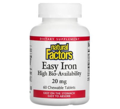Natural Factors, Easy Iron, 20 mg, 60 Chewable Tablets