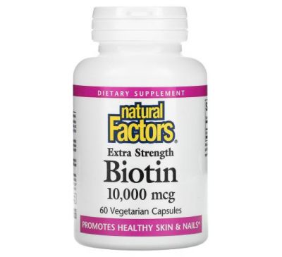Natural Factors, Extra Strength Biotin, 10,000 mcg, 60 Vegetarian Capsules