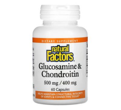 Natural Factors, Glucosamine 500 mg, Chondroitin 400 mg, 60 Capsules