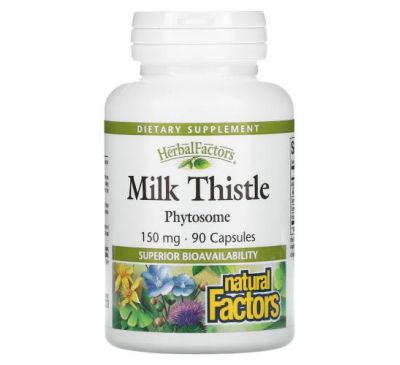 Natural Factors, Herbal Factors, Milk Thistle, 150 mg, 90 Capsules