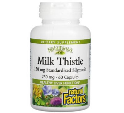 Natural Factors, Herbal Factors, Milk Thistle, 250 mg, 60 Capsules