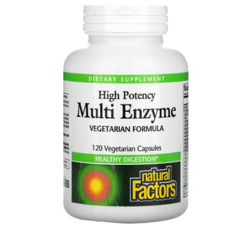 Natural Factors, High Potency, Multi Enzyme, 120 Vegetarian Capsules