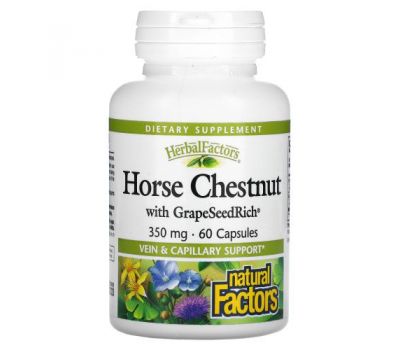 Natural Factors, Horse Chestnut with GrapeSeedRich, 350 mg, 60 Capsules