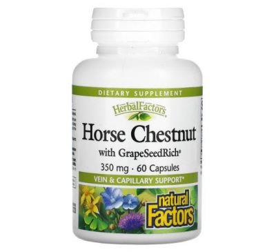 Natural Factors, Horse Chestnut with GrapeSeedRich, 350 mg, 60 Capsules