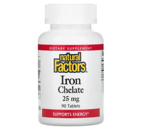 Natural Factors, Iron Chelate, 25 mg, 90 Tablets