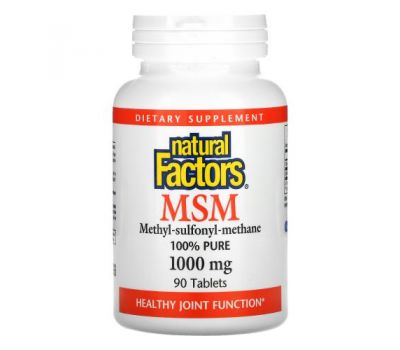 Natural Factors, MSM, 1,000 mg, 90 Tablets