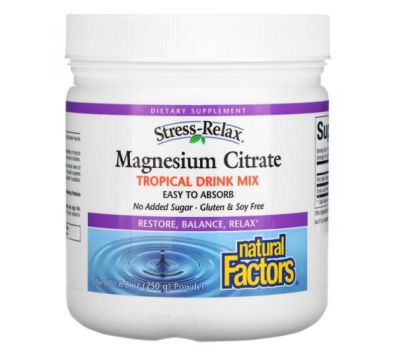 Natural Factors, Magnesium Citrate, Tropical Drink Mix, 8.8 oz  (250 g)
