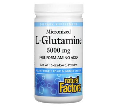 Natural Factors, Micronized L-Glutamine, Powder, 5,000 mg, 16 oz (454 g)