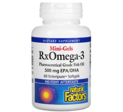 Natural Factors, Mini-Gels RxOmega-3, 500 mg, 60 Enteripure Softgels