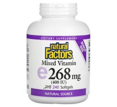 Natural Factors, Mixed Vitamin E, 400 IU, 240 Softgels