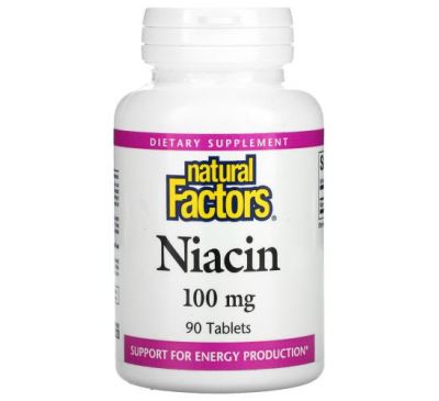 Natural Factors, Niacin, 100 mg, 90 Tablets