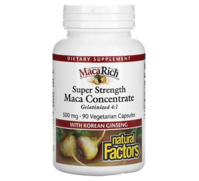 Natural Factors, Organic MacaRich, Super Strength Power Maca with Ginseng, 500 mg, 90 Vegetarian Capsules