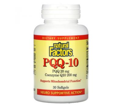 Natural Factors,  PQQ-10, PQQ 20 mg, CoQ10 200 mg, 30 Softgels