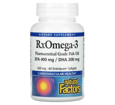 Natural Factors, RxOmega-3, 630 мг, 60 капсул Enteripure