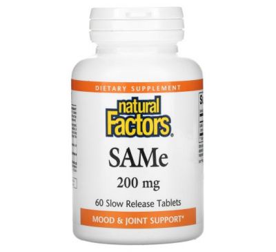 Natural Factors, SAMe, 200 mg, 60 Enteric Coated Tablets