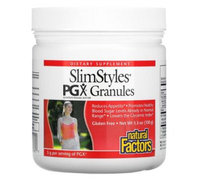 Natural Factors, SlimStyles, гранулы PGX, с нейтральным вкусом, 150 г (5,3 унции)