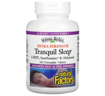 Natural Factors, Stress-Relax, Extra Strength Tranquil Sleep, 60 Chewable Tablets