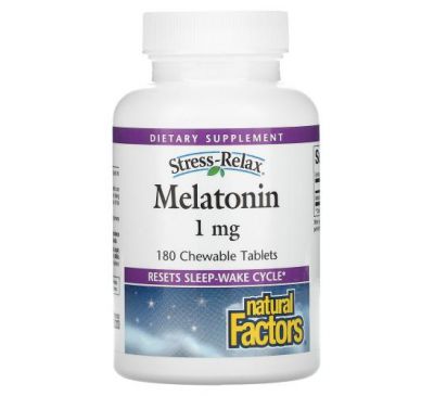 Natural Factors, Stress-Relax, Melatonin, 1 mg, 180 Chewable Tablets