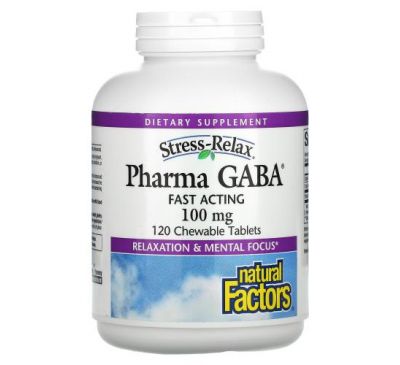 Natural Factors, Stress-Relax, Pharma GABA, 100 mg, 120 Chewable Tablets