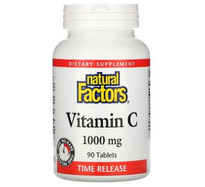 Natural Factors, витамин C, 1000 мг, 90 таблеток с медленным высвобождением