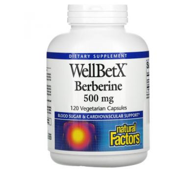 Natural Factors, WellBetX, берберин, 500 мг, 120 вегетаріанських капсул