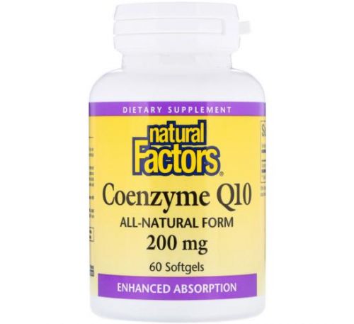 Natural Factors, коензим Q10, 200 мг, 60 капсул